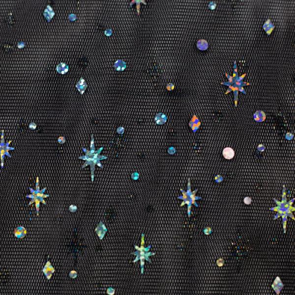 Softtüll Elsa mit Glitzersternen in Schwarz